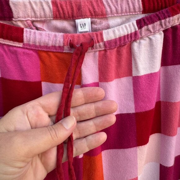 Gap Body Colorblock Pink Plaid Pajama Elastic Drawstring Waist Loungewear Pants - Picture 3 of 10